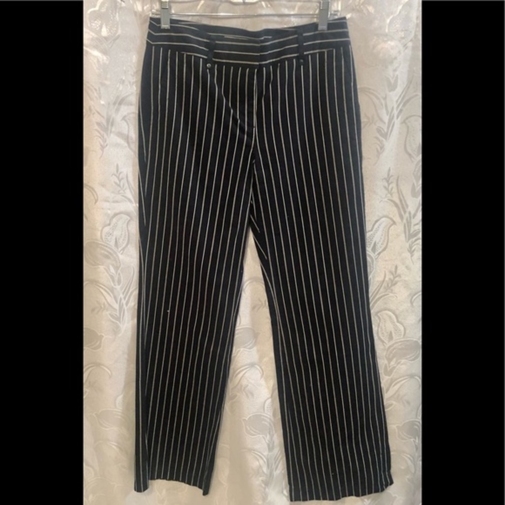 Tommy Hilfiger Black Pinstriped Flared Leg Pants
